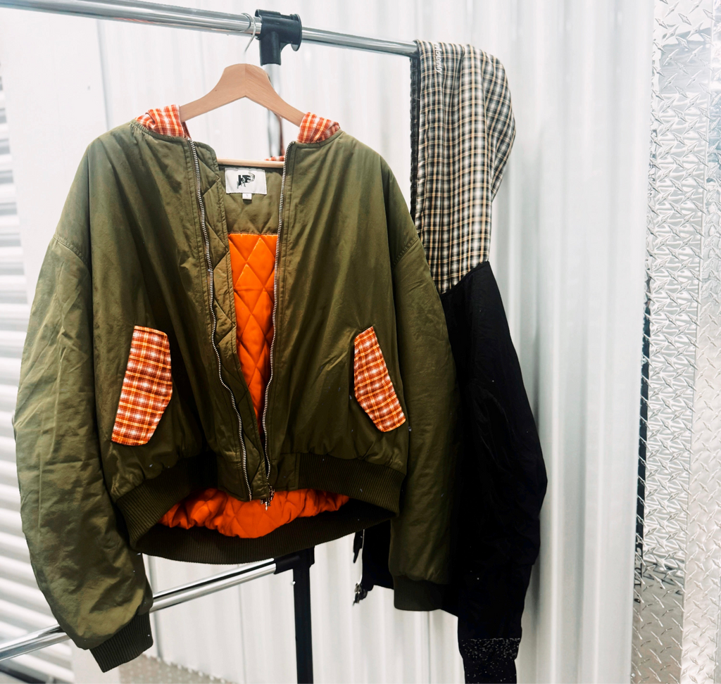 OLIVE HF PLAID BOMBER